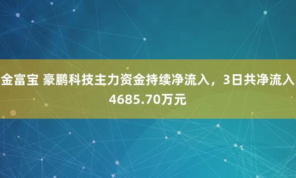 金富宝 豪鹏科技主力资金持续净流入，3日共净流入4685.70万元