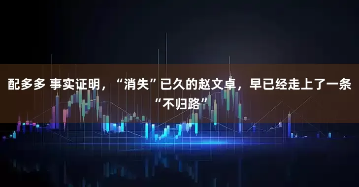 配多多 事实证明,“消失”已久的赵文卓,早已经走上了一条“不归路”